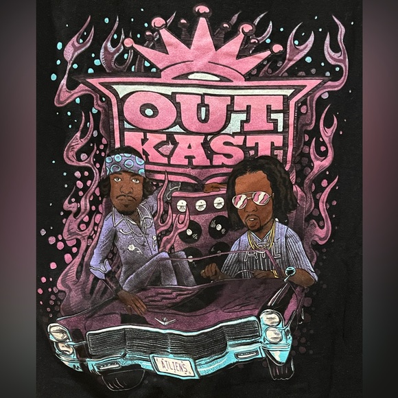 OutKast ATLiens Cartoon Graphic Crewneck Short Sleeve T-Shirt Black Size Medium - Picture 2 of 6
